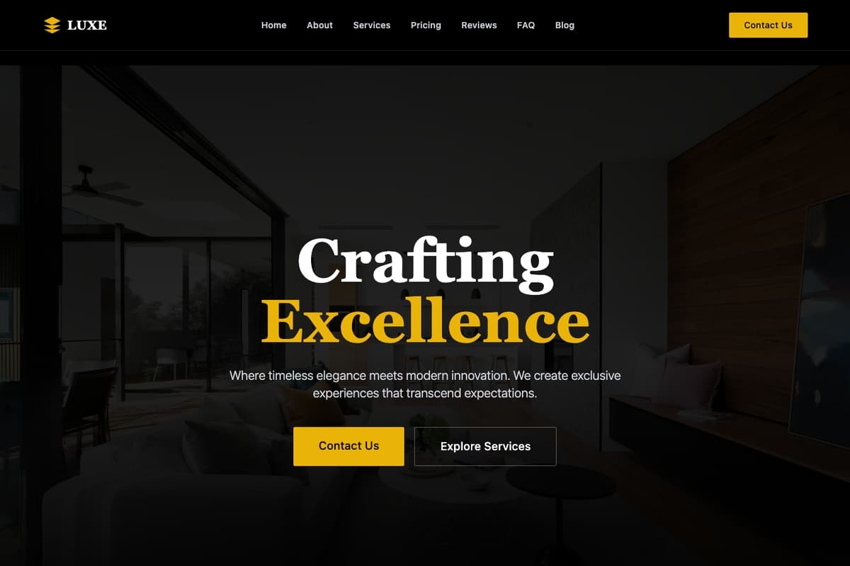 Premium Brand website template showing one-page, testimonials, hero-image