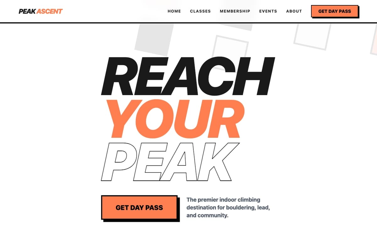 Summit Rise website template showing landing-page, booking-system, testimonials