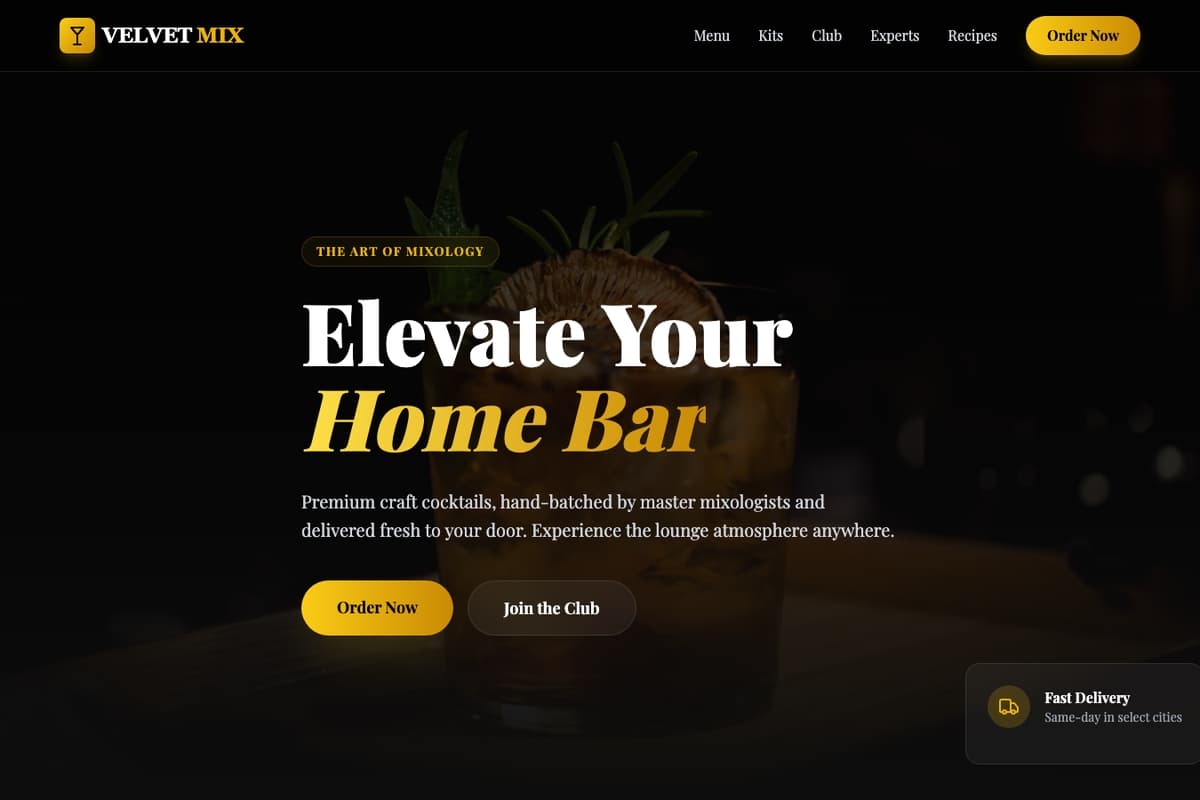 Velvet Mix website template showing landing-page, membership, subscription